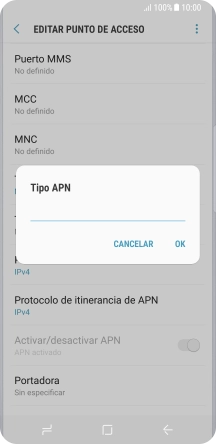 Introduce default y pulsa OK.