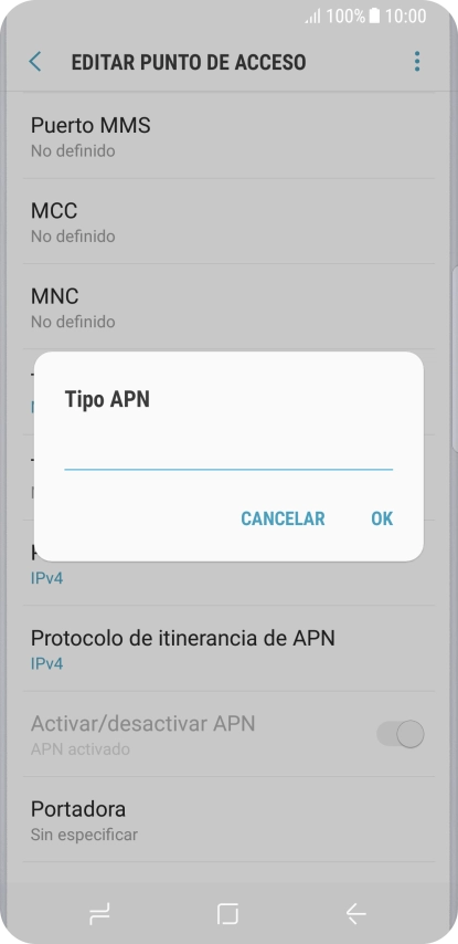 Introduce default y pulsa OK.