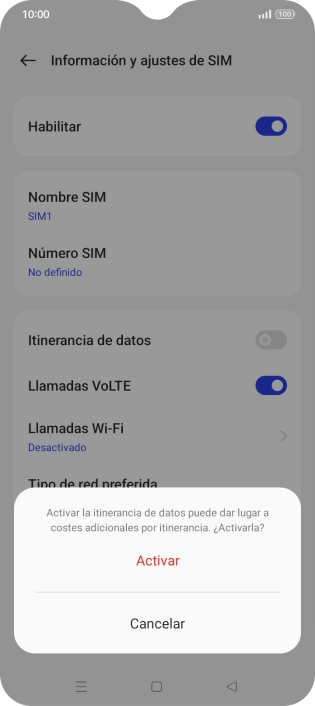 Si activas la función, pulsa Activar.