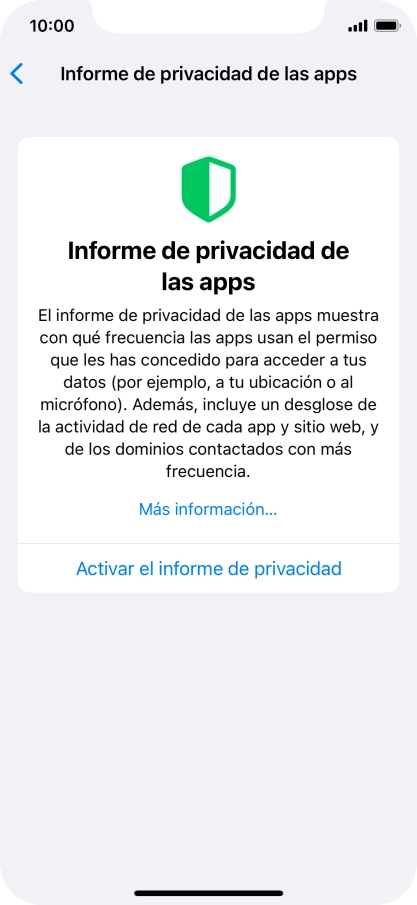 Pulsa Activar el informe de privacidad para activar la función.