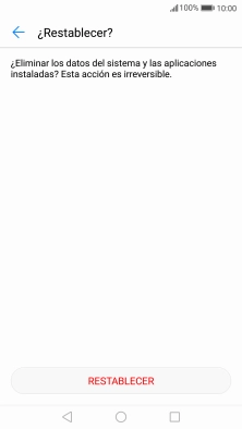 Pulsa RESTABLECER. Espera unos instantes mientras el teléfono restablece la configuración predeterminada. Sigue las indicaciones de la pantalla para configurar el teléfono y dejarlo listo para su uso.