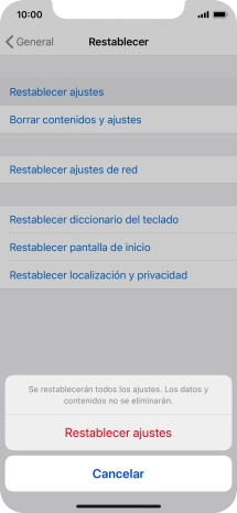 Pulsa Restablecer ajustes.