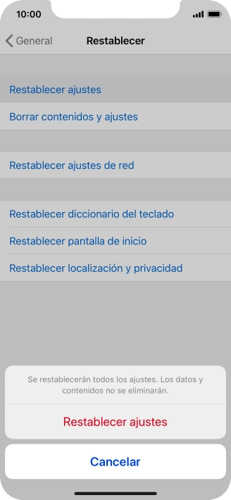 Pulsa Restablecer ajustes.