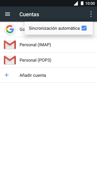 Pulsa Sincronización automática para activar o desactivar la función.