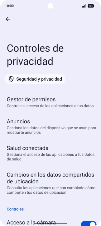 Pulsa Gestor de permisos.