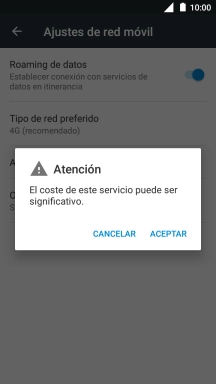Si el roaming de datos está activado, pulsa ACEPTAR.