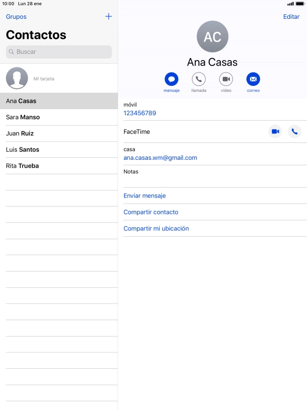 Pulsa el icono de nuevo contacto.