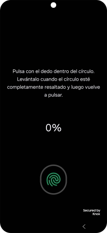 Sigue las indicaciones de la pantalla para crear una huella digital como código de seguridad.