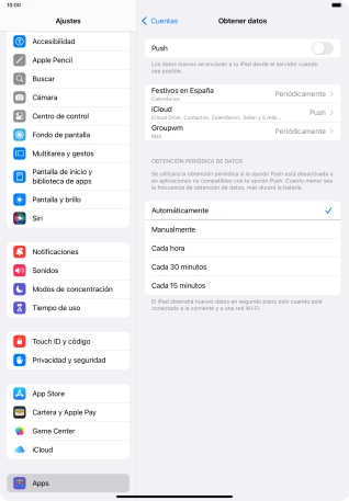 Si desactivas la función, pulsa el ajuste deseado.