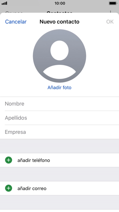 Pulsa Nombre e introduce el nombre.