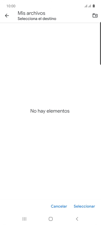 Si deseas crear una nueva carpeta, pulsa el icono de nueva carpeta y sigue las indicaciones de la pantalla para crearla.