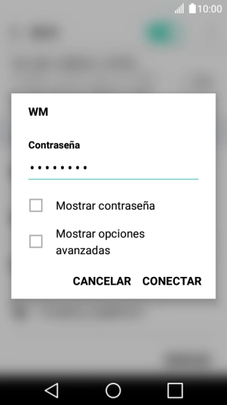Introduce la contraseña de la red wifi y pulsa CONECTAR.