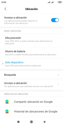 Si seleccionas Alta precisión, el teléfono podrá encontrar tu posición exacta con ayuda de los satélites GPS, la red móvil y una red wifi cercana. El GPS por satélite requiere vista libre al cielo.