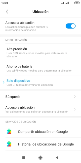 Si seleccionas Alta precisión, el teléfono podrá encontrar tu posición exacta con ayuda de los satélites GPS, la red móvil y una red wifi cercana. El GPS por satélite requiere vista libre al cielo.