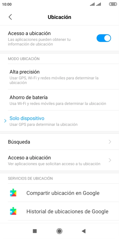 Si seleccionas Alta precisión, el teléfono podrá encontrar tu posición exacta con ayuda de los satélites GPS, la red móvil y una red wifi cercana. El GPS por satélite requiere vista libre al cielo.