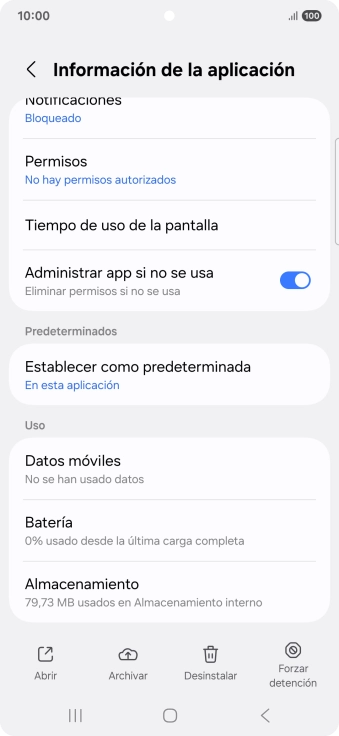 Pulsa Almacenamiento.