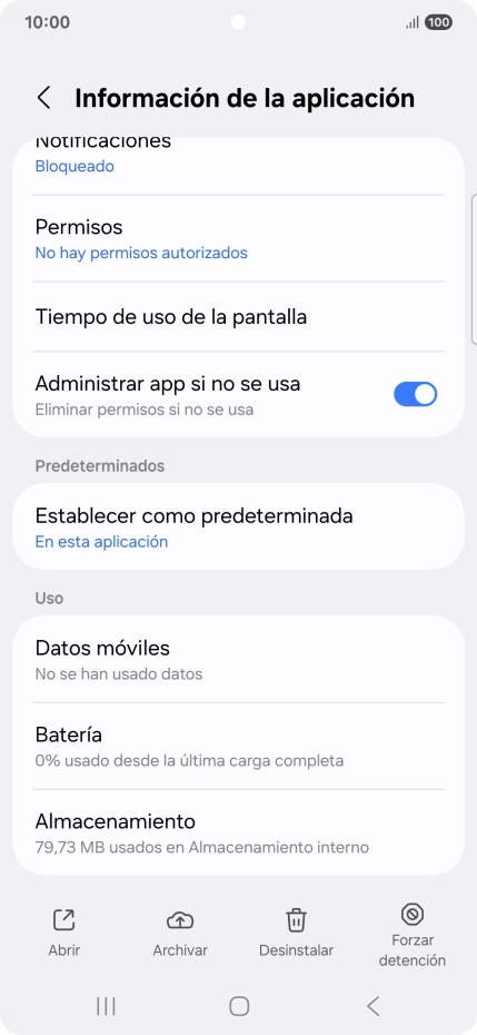 Pulsa Almacenamiento.