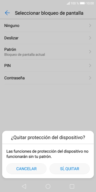 Pulsa SÍ, QUITAR.