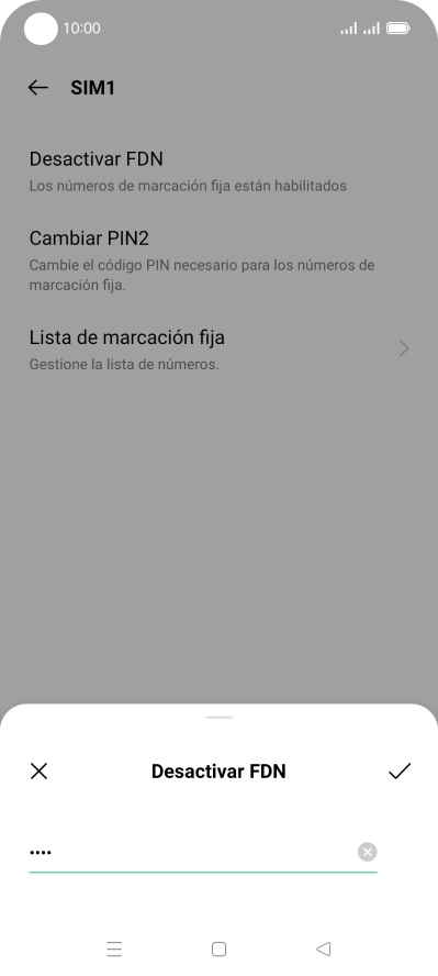 Introduce el código PIN2 y pulsa el icono de aceptar.