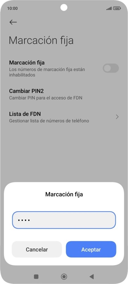 Introduce el código PIN2 y pulsa Aceptar.