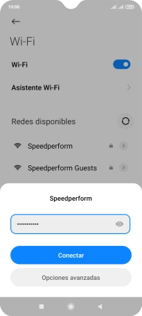 Introduce la contraseña de la red wifi y pulsa Conectar.