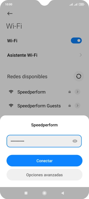 Introduce la contraseña de la red wifi y pulsa Conectar.