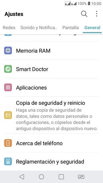 Pulsa Copia de seguridad y reinicio.