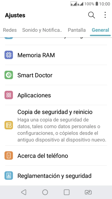 Pulsa Copia de seguridad y reinicio.