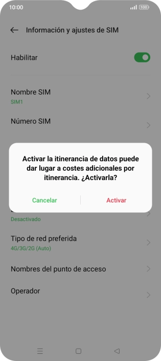 Si activas la función, pulsa Activar.