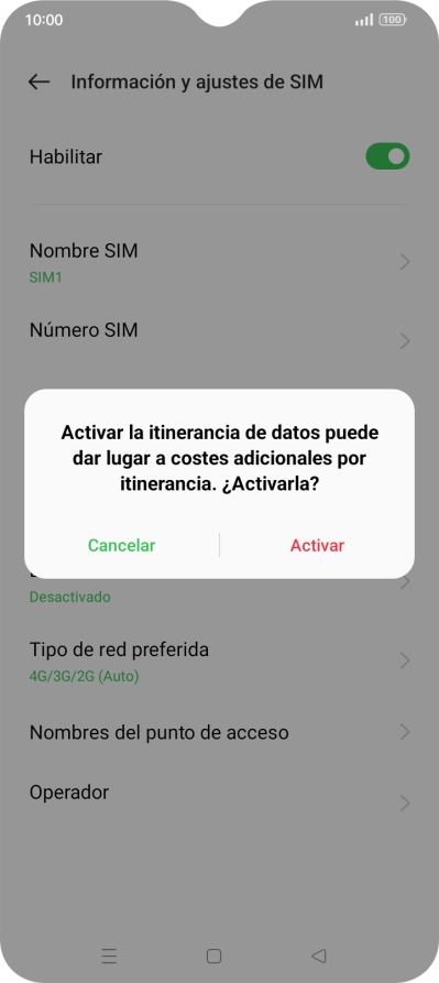 Si activas la función, pulsa Activar.
