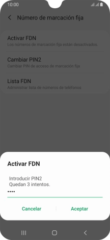 Introduce el código PIN2 y pulsa Aceptar.