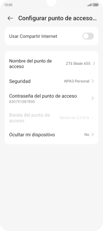 Pulsa Contraseña del punto de acceso e introduce una contraseña.