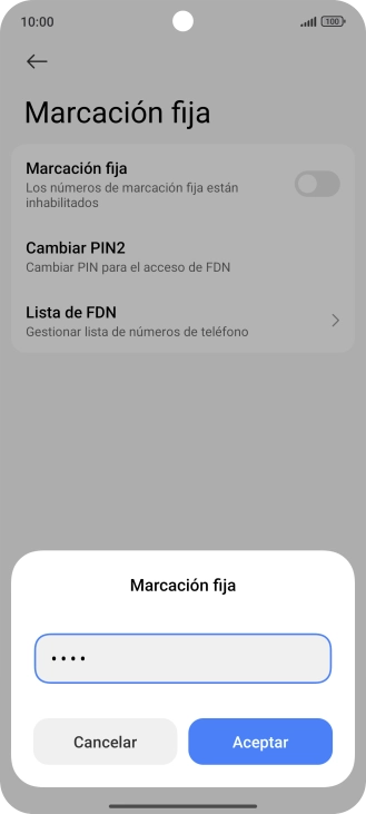 Introduce el código PIN2 y pulsa Aceptar.