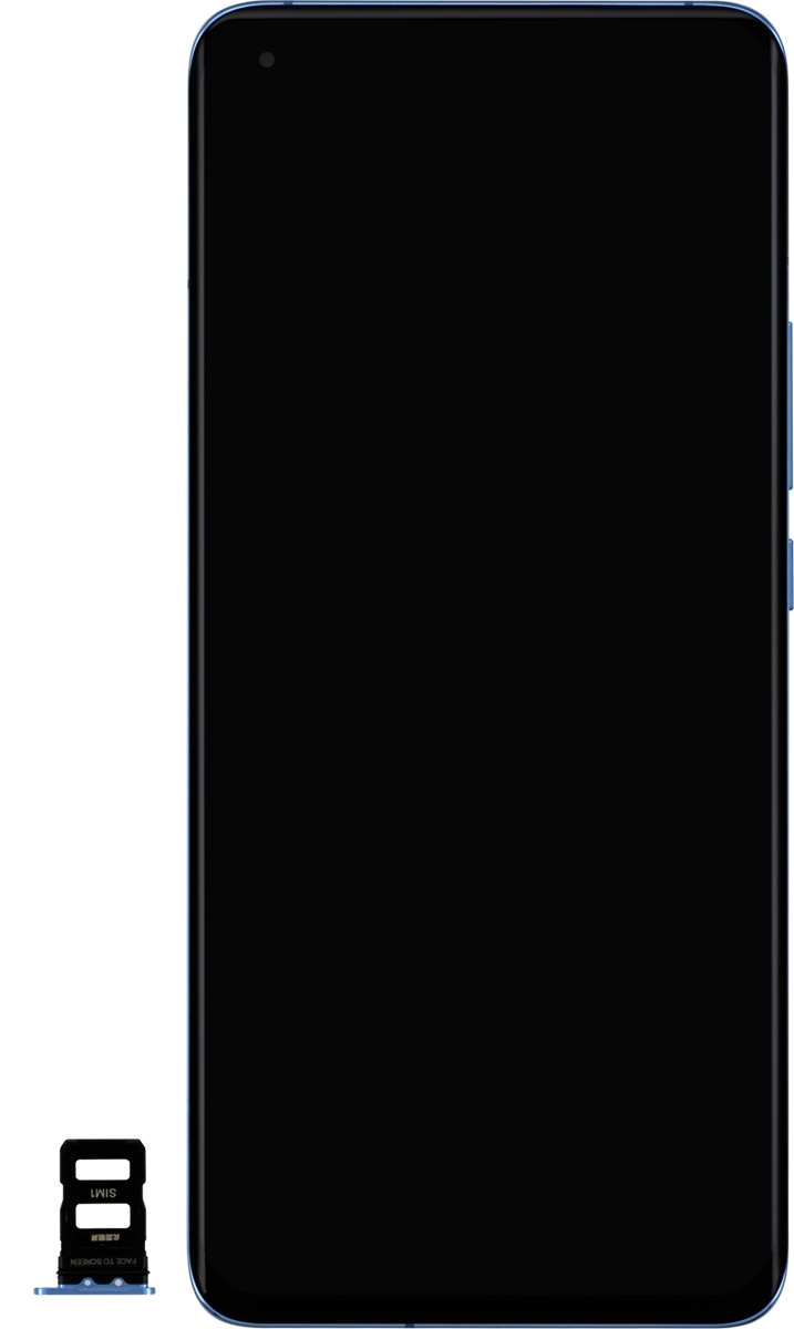 Gira la tarjeta SIM siguiendo la ilustración del primer contenedor de la tarjeta SIM y colócala en el contenedor.