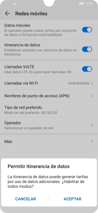 Si activas la función, pulsa ACEPTAR.