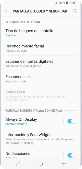 Pulsa Escáner de iris.