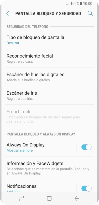 Pulsa Escáner de iris.