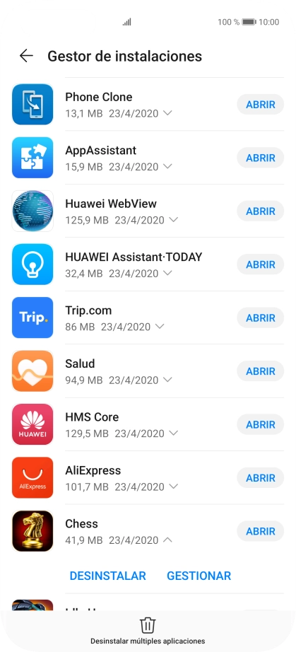 Pulsa DESINSTALAR.