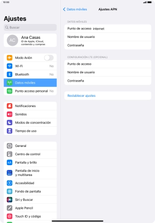 Pulsa Punto de acceso e introduce airtelwap.es.