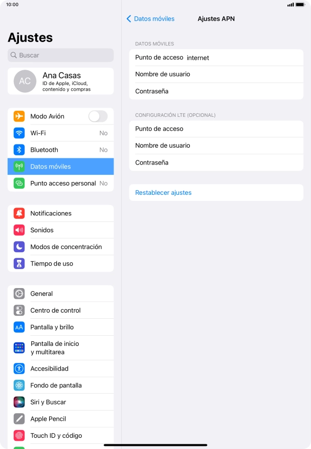 Pulsa Punto de acceso e introduce airtelwap.es.