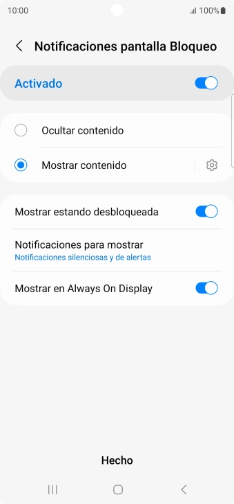 Pulsa los ajustes deseados para activarlos o desactivarlos.