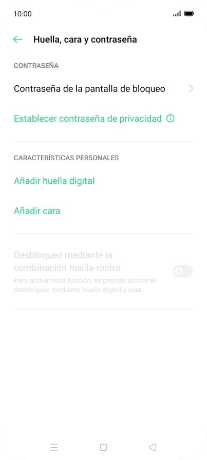 Pulsa Contraseña de la pantalla de bloqueo e introduce el código de seguridad extra que has creado anteriormente.