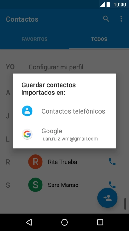Pulsa Contactos telefónicos.