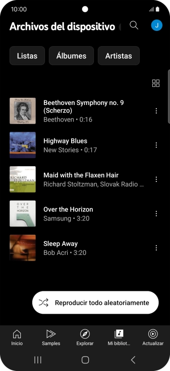 Pulsa el archivo de música deseado.