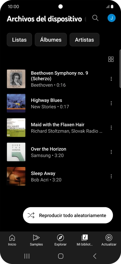 Pulsa el archivo de música deseado.