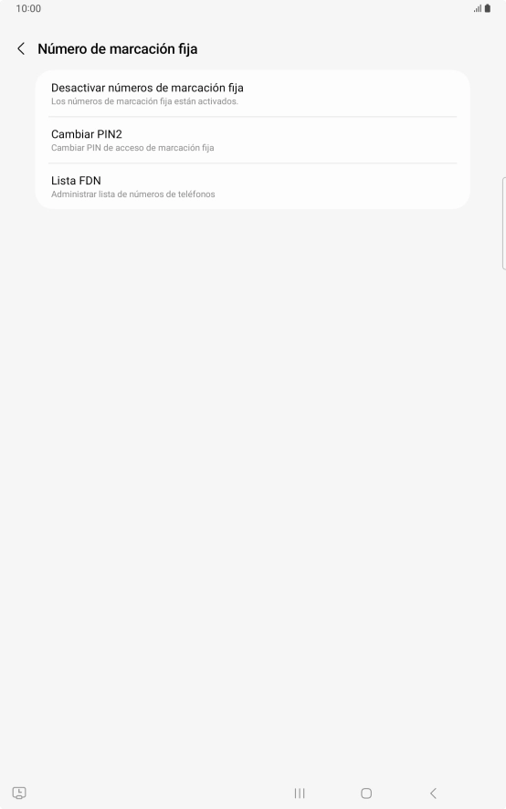 Pulsa Desactivar números de marcación fija.