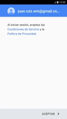 Pulsa ACEPTAR y sigue las indicaciones de la pantalla para seleccionar los ajustes de tu cuenta de Google.