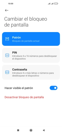 Pulsa Desactivar bloqueo de pantalla e introduce el código de seguridad extra que has creado anteriormente.