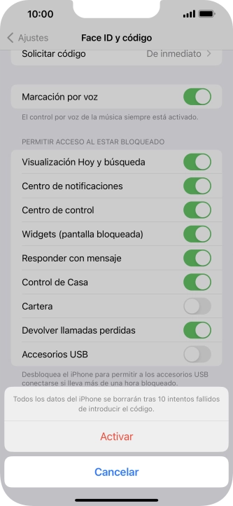 Si activas la función, pulsa Activar.