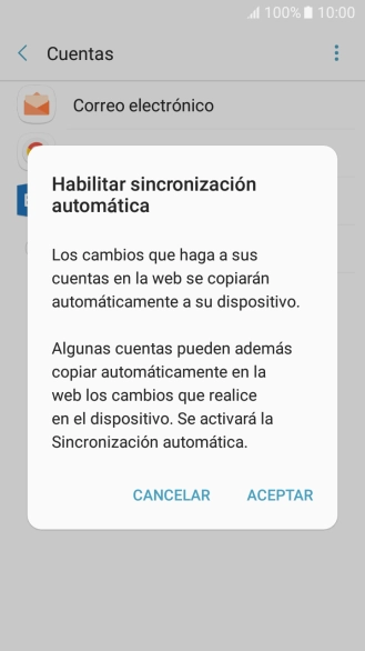 Pulsa ACEPTAR para activar la función.